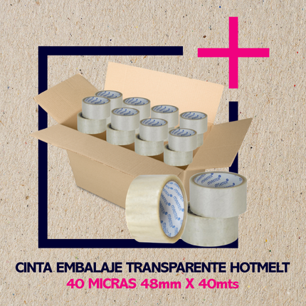 Cinta embalaje Hotmelt transparente 48MM x 40MT