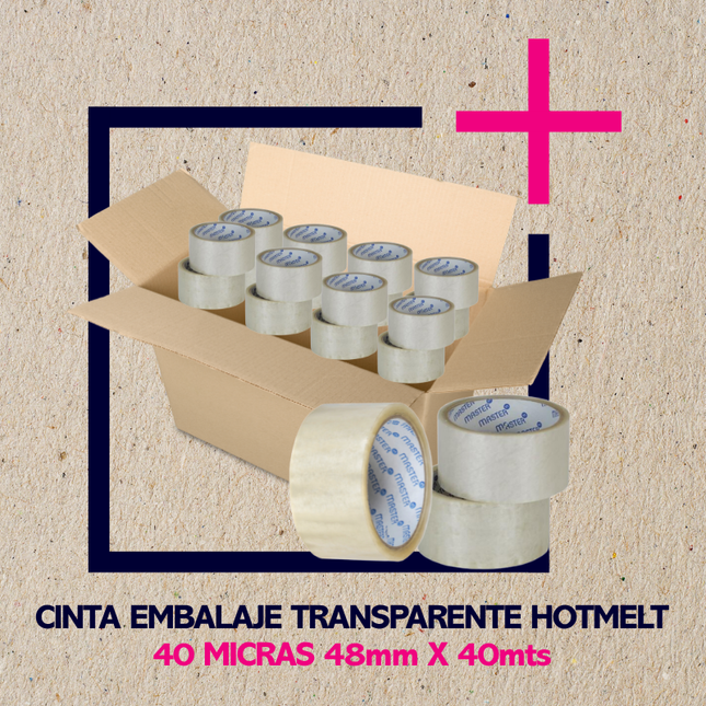 Cinta embalaje Hotmelt transparente 48MM x 40MT