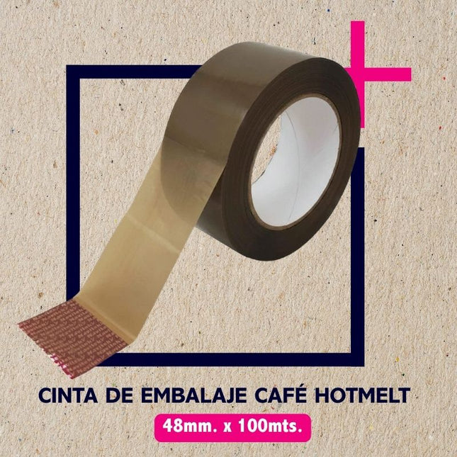 Pack Cinta embalaje Hotmelt café 48MMx100 MTS - 40 micras